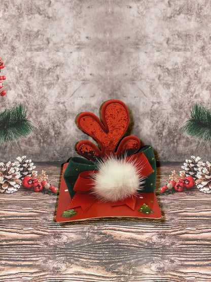 3D Snowball Reindeer Antler Hair Clip