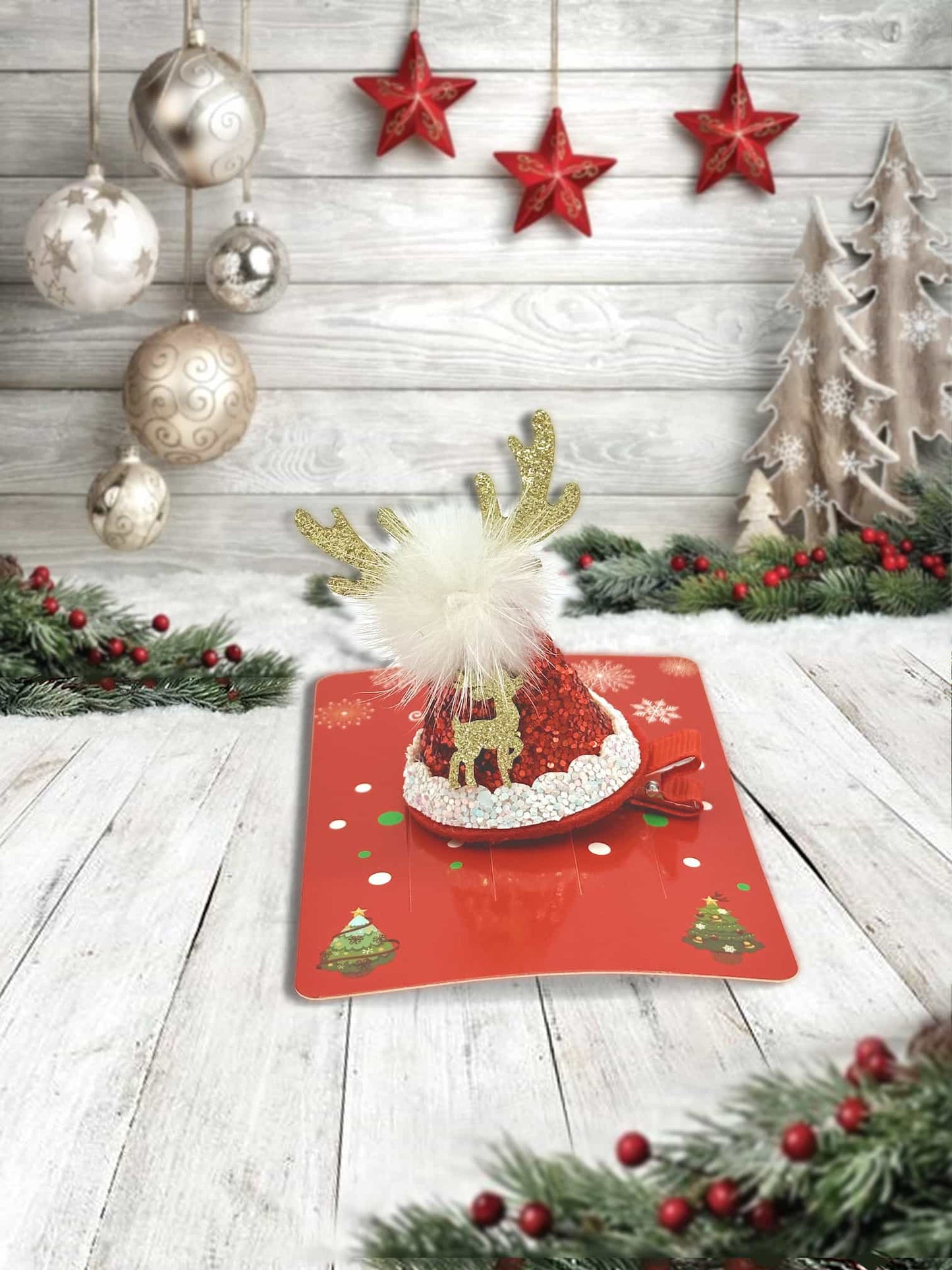 Glistening Reindeer Crown Hair Clip