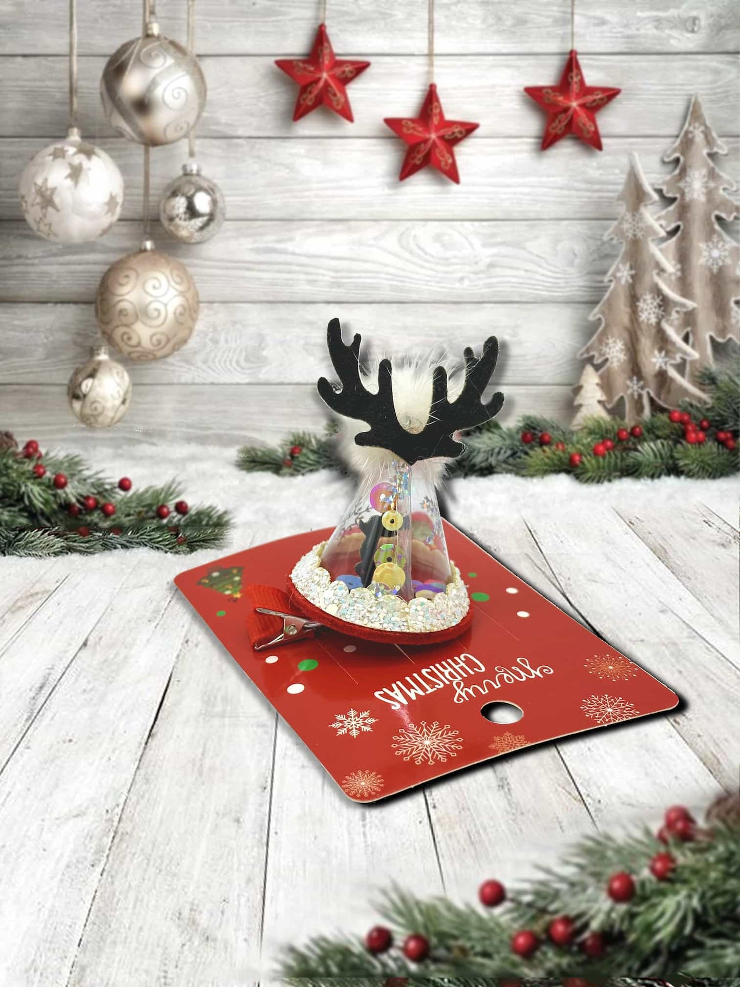 Magical Reindeer Globe Hair Clip