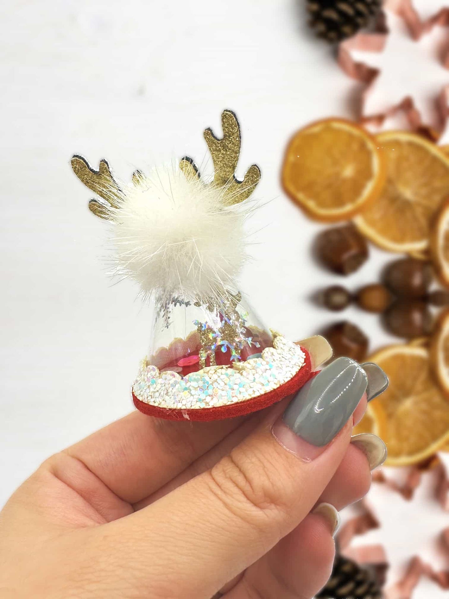 Magical Reindeer Globe Hair Clip