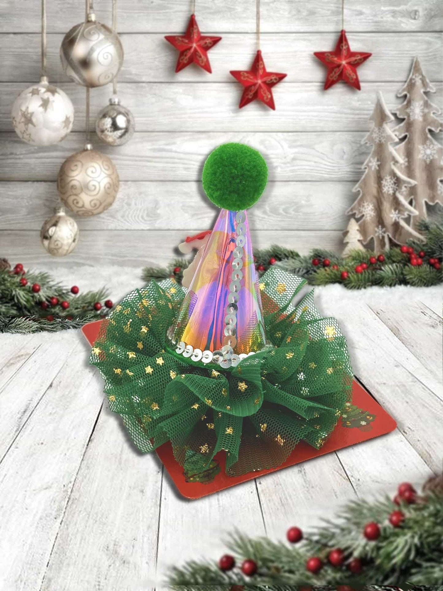 Santa's Sparkle Hair Clip: Jolly Green with a Twinkle