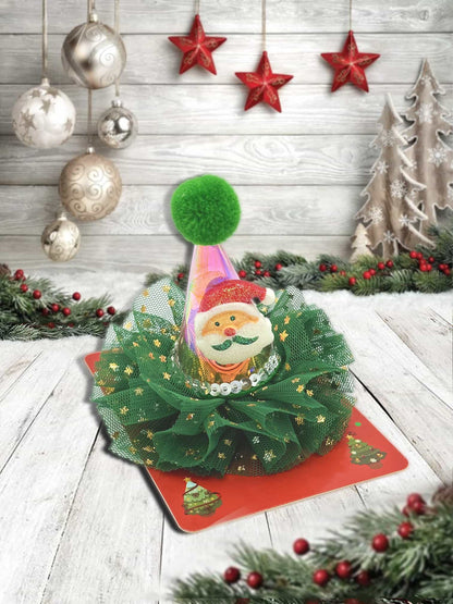 Santa's Sparkle Hair Clip: Jolly Green with a Twinkle